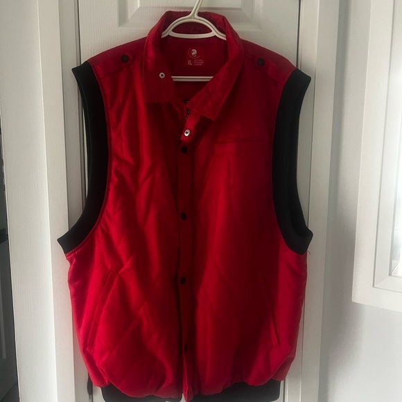 Men Red XL Zippered Vest XL Sleeveless - Picture 2 of 7